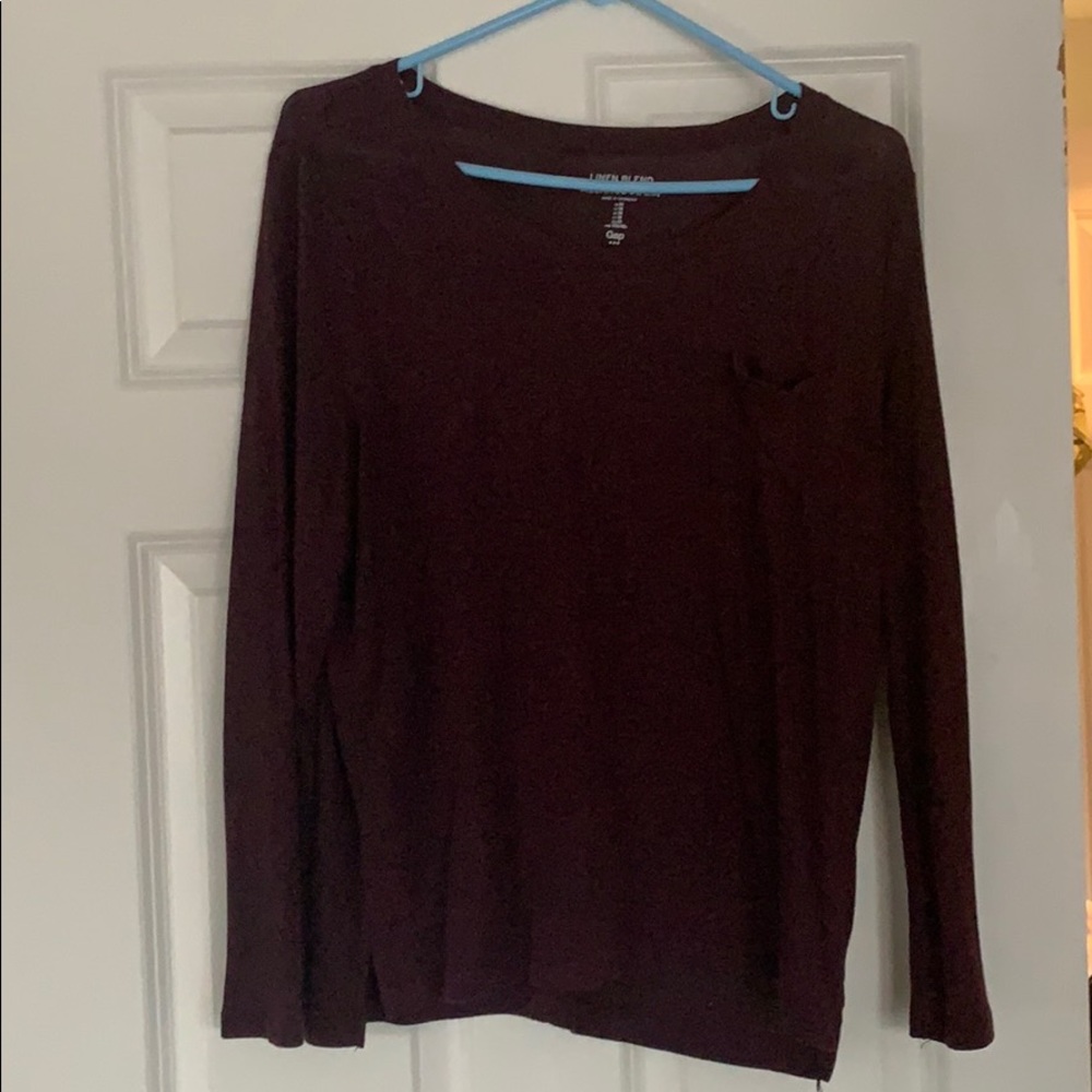 Linen blend long sleeve shirt